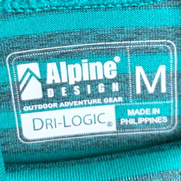 Alpine Women's Top Size Medium Green Stripes Dri-Logic Turtleneck Long Sleeve - Picture 3 of 6